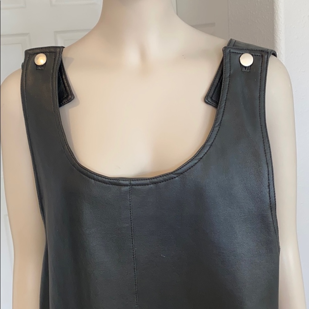 iLANA leather look black overall mini dress - Picture 5 of 14